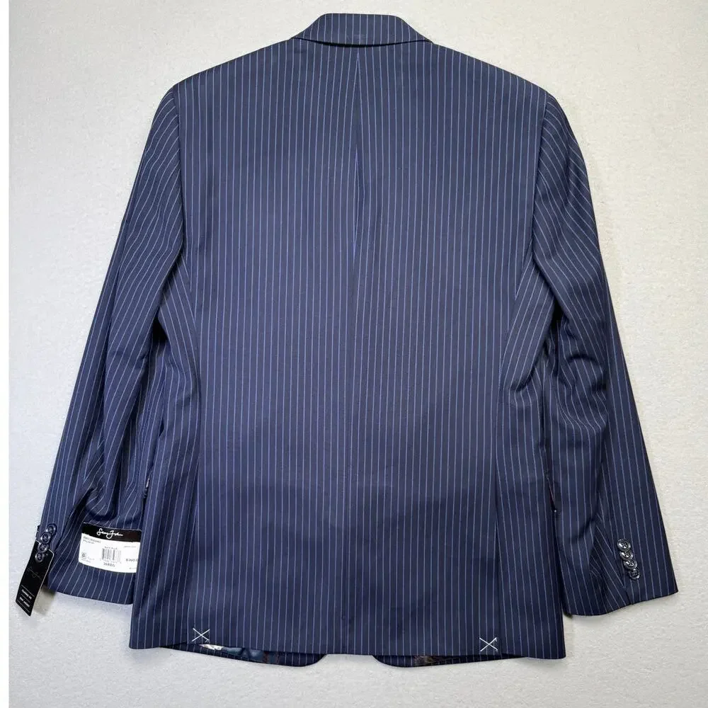 Sean John Men's Classic-Fit Stripe Suit Jacket - Navy Blue 36R $360
